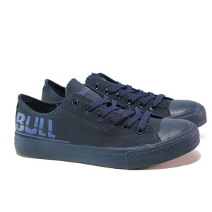 Тъмносини мъжки маратонки, текстилна материя - спортни кецове за пролетта и лятото N 100013711