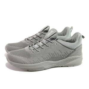 Сиви мъжки спортни обувки, текстилна материя - спортни обувки за пролетта и лятото N 100013813