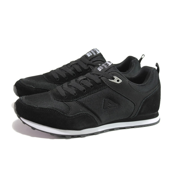 Черни мъжки спортни обувки, текстилна материя - спортни обувки за пролетта и лятото N 100013815
