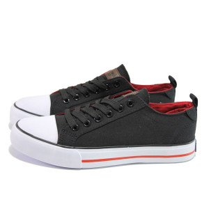 Черни мъжки маратонки, pvc материя и текстилна материя - спортни кецове за пролетта и лятото N 100014057