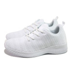 Бели дамски маратонки, текстилна материя - спортни обувки за пролетта и лятото N 100013957