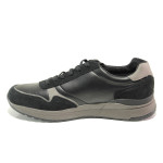 Черни мъжки маратонки, здрава еко-кожа - спортни обувки за пролетта и лятото N 100013933