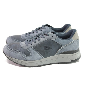 Сини мъжки маратонки, здрава еко-кожа - спортни обувки за пролетта и лятото N 100013934