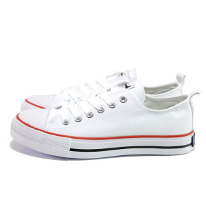 Бели тинейджърски маратонки, текстилна материя - спортни кецове за пролетта и лятото N 100013959