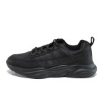 Черни мъжки маратонки, здрава еко-кожа - спортни обувки за целогодишно ползване N 100014447