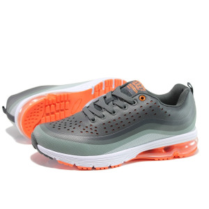 Сиви мъжки маратонки, здрава еко-кожа - спортни обувки за целогодишно ползване N 100014445