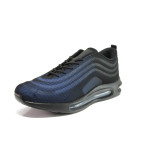 Сини мъжки маратонки, текстилна материя - спортни обувки за целогодишно ползване N 100014444