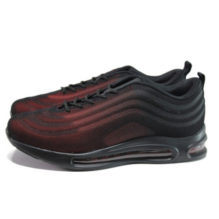 Червени мъжки маратонки, текстилна материя - спортни обувки за целогодишно ползване N 100014442