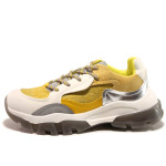 Жълти тинейджърски маратонки, еко-кожа и велурена кожа - спортни обувки за целогодишно ползване N 100014452