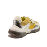 Жълти тинейджърски маратонки, еко-кожа и велурена кожа - спортни обувки за целогодишно ползване N 100014452