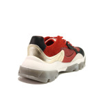 Червени тинейджърски маратонки, еко-кожа и велурена кожа - спортни обувки за целогодишно ползване N 100014454