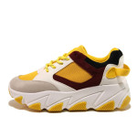 Жълти тинейджърски маратонки, еко-кожа и велурена кожа - спортни обувки за целогодишно ползване N 100014449