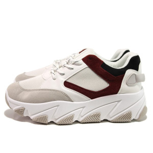 Сиви тинейджърски маратонки, еко-кожа и велурена кожа - спортни обувки за целогодишно ползване N 100014451