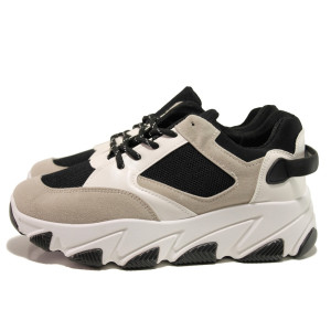 Черни тинейджърски маратонки, еко-кожа и велурена кожа - спортни обувки за целогодишно ползване N 100014450