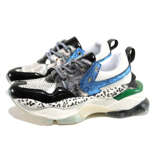 Бели тинейджърски маратонки, здрава еко-кожа - спортни обувки за есента и зимата N 100014483