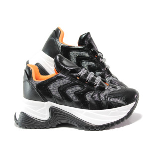 Черни спортни дамски обувки, еко-кожа и текстилна материя - спортни обувки за есента и зимата N 100014495