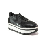 Черни спортни дамски обувки, здрава еко-кожа - спортни обувки за есента и зимата N 100014497