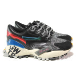 Черни спортни дамски обувки, здрава еко-кожа - спортни обувки за есента и зимата N 100014536