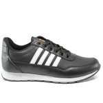 Черни мъжки маратонки, здрава еко-кожа - спортни обувки за целогодишно ползване N 100014595