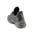 Черни дамски маратонки, здрава еко-кожа - спортни обувки за целогодишно ползване N 100014591