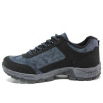 Сини мъжки маратонки, еко-кожа и текстилна материя - спортни обувки за целогодишно ползване N 100014593