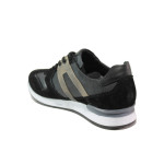 Черни мъжки спортни обувки, естествена велурена кожа и еко-кожа - спортни обувки за пролетта и лятото N 100015074