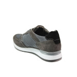 Сиви мъжки спортни обувки, естествена велурена кожа и еко-кожа - спортни обувки за пролетта и лятото N 100015080