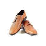 Светлокафяви официални мъжки обувки, естествена кожа - всекидневни обувки за целогодишно ползване N 100015024