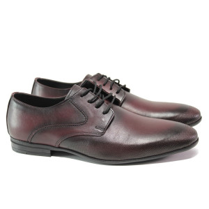 Анатомични винени мъжки обувки, естествена кожа - официални обувки за целогодишно ползване N 100013593