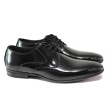 Анатомични черни мъжки обувки, лачена естествена кожа - официални обувки за целогодишно ползване N 100013594