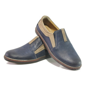 Анатомични тъмносини мъжки обувки, естествена кожа - всекидневни обувки за пролетта и лятото N 100013584