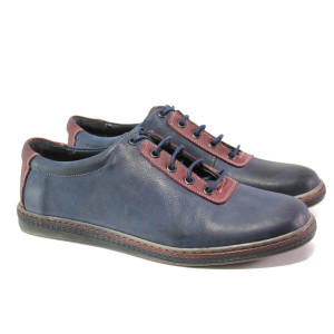 Анатомични тъмносини мъжки обувки, естествена кожа - всекидневни обувки за пролетта и лятото N 100013588