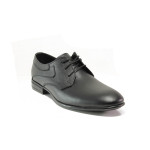 Анатомични черни мъжки обувки, естествена кожа - официални обувки за целогодишно ползване N 100013667