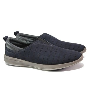 Тъмносини мъжки обувки, естествен набук - всекидневни обувки за пролетта и лятото N 100013686