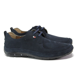 Анатомични тъмносини мъжки обувки, естествен набук - всекидневни обувки за пролетта и лятото N 100013685