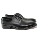 Анатомични черни мъжки обувки, естествена кожа и лачена естествена кожа  - официални обувки за целогодишно ползване N 100013805