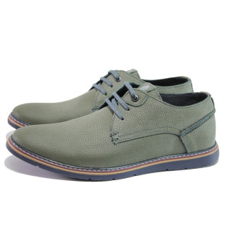 Анатомични зелени мъжки обувки, естествена кожа - ежедневни обувки за пролетта и лятото N 100013816