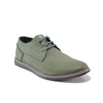 Анатомични зелени мъжки обувки, естествена кожа - ежедневни обувки за пролетта и лятото N 100013816