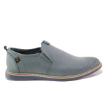 Анатомични сини мъжки обувки, естествена кожа - ежедневни обувки за пролетта и лятото N 100013936