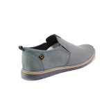 Анатомични сини мъжки обувки, естествена кожа - ежедневни обувки за пролетта и лятото N 100013936