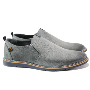 Анатомични сиви мъжки обувки, естествена кожа - ежедневни обувки за пролетта и лятото N 100013942