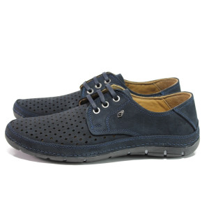 Анатомични тъмносини мъжки обувки, естествена кожа - всекидневни обувки за пролетта и лятото N 100013987