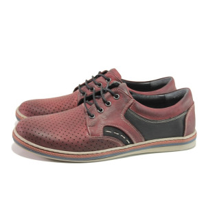 Анатомични винени мъжки обувки, естествена кожа - всекидневни обувки за пролетта и лятото N 100013989