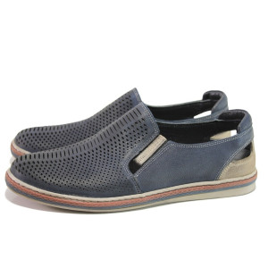 Анатомични тъмносини мъжки обувки, естествена кожа - всекидневни обувки за пролетта и лятото N 100013985