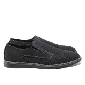 Анатомични черни мъжки обувки, естествен набук - ежедневни обувки за пролетта и лятото N 100014037