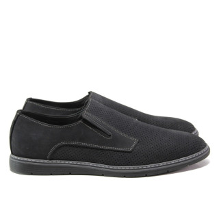 Анатомични черни мъжки обувки, естествен набук - ежедневни обувки за пролетта и лятото N 100014037