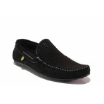 Анатомични черни мъжки мокасини, естествен набук - ежедневни обувки за пролетта и лятото N 100014102