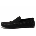 Анатомични черни мъжки мокасини, естествен набук - ежедневни обувки за пролетта и лятото N 100014102