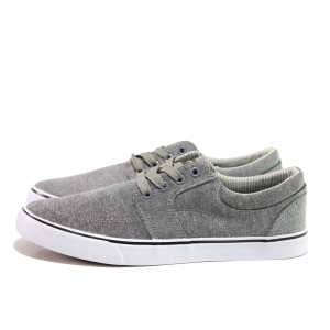 Сиви мъжки обувки, текстилна материя - спортни обувки за пролетта и лятото N 100014177