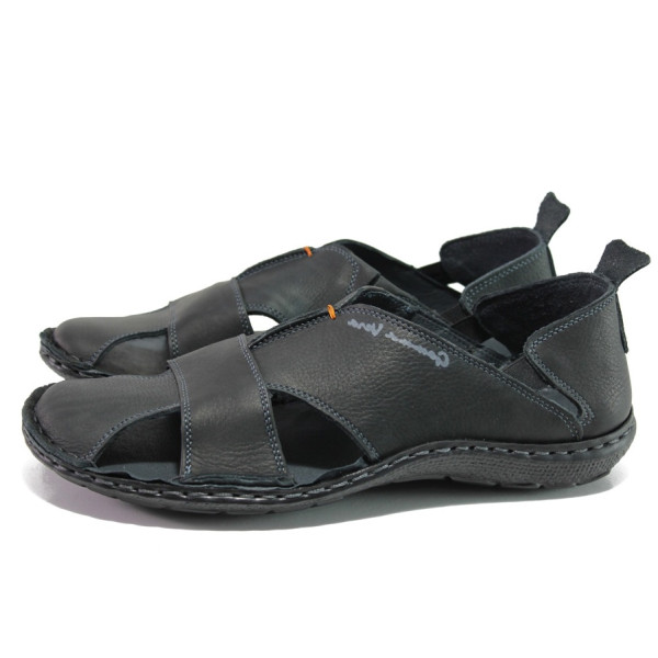 Ортопедични черни мъжки сандали, естествена кожа - ежедневни обувки за пролетта и лятото N 100014188